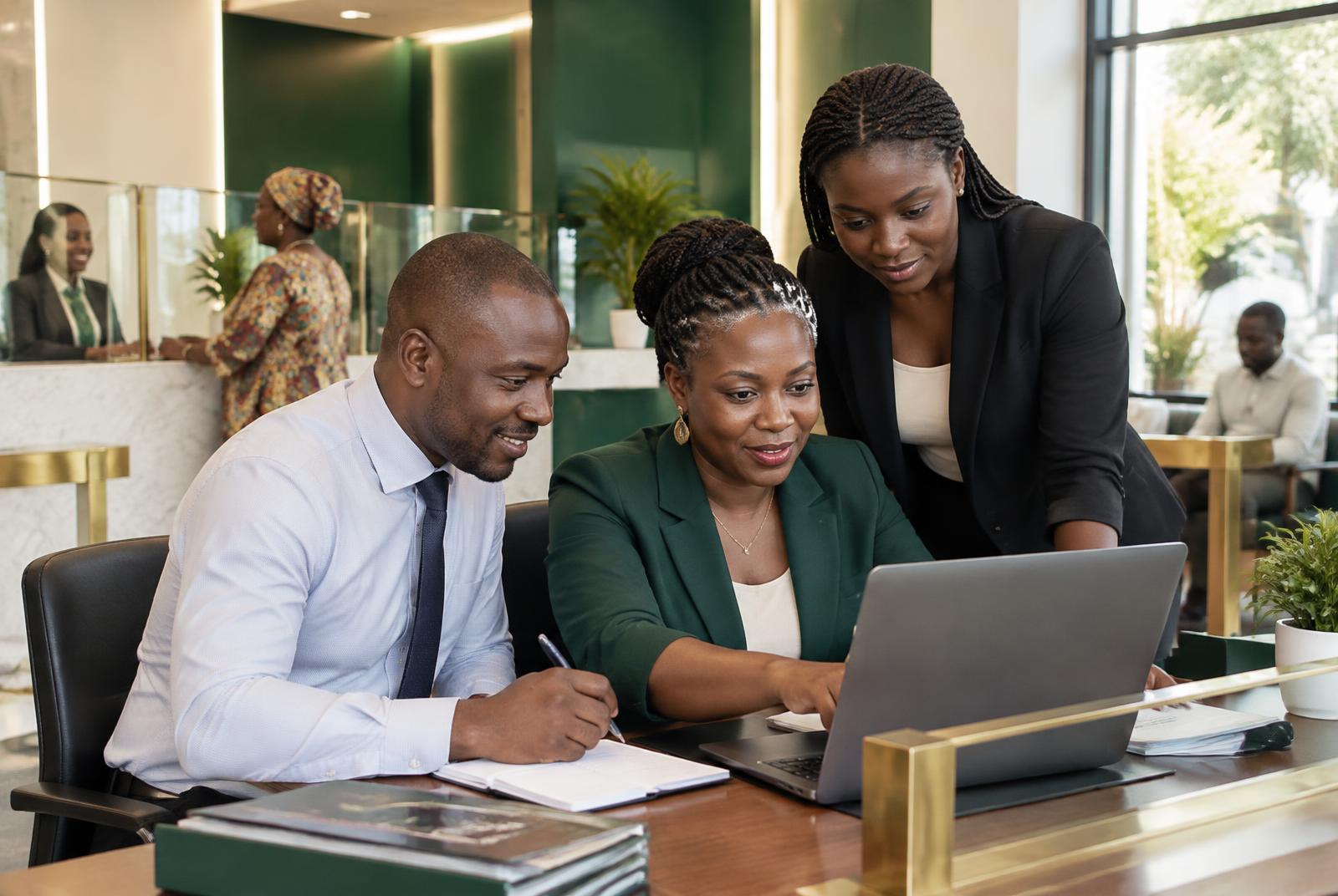business professionals reviewing payroll together